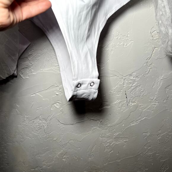 Pink M Style mesh polka dot long sleeve bodysuit womens XXL coquette ethereal - Picture 5 of 8